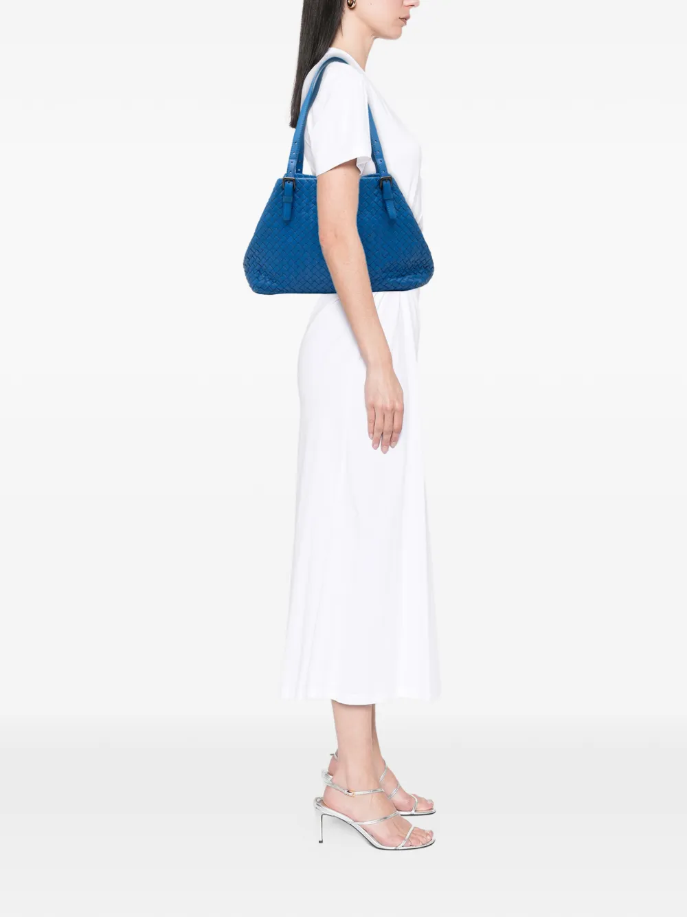 BOTTEGA VENETA Pre-owned 2012-2025 Medium Nappa Intrecciato Cesta Tote Bag In Blue