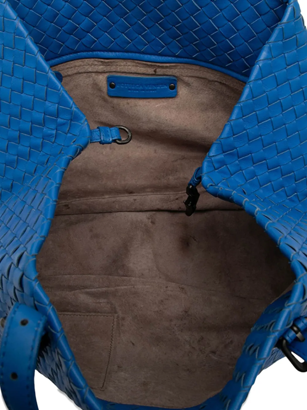 BOTTEGA VENETA Pre-owned 2012-2025 Medium Nappa Intrecciato Cesta Tote Bag In Blue