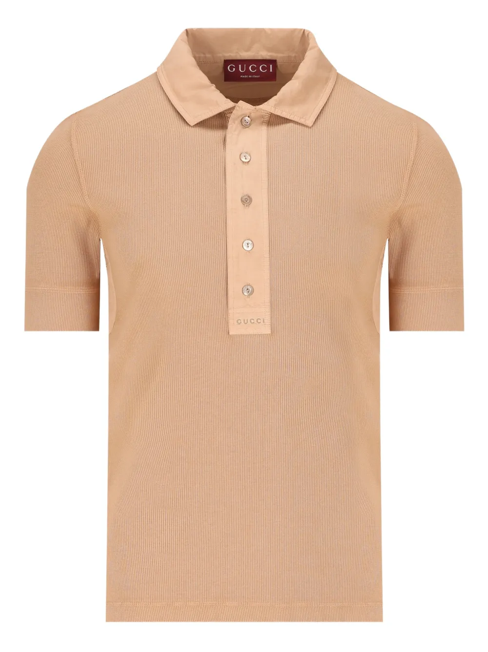 Gucci logo-embroidered polo shirt - Nude