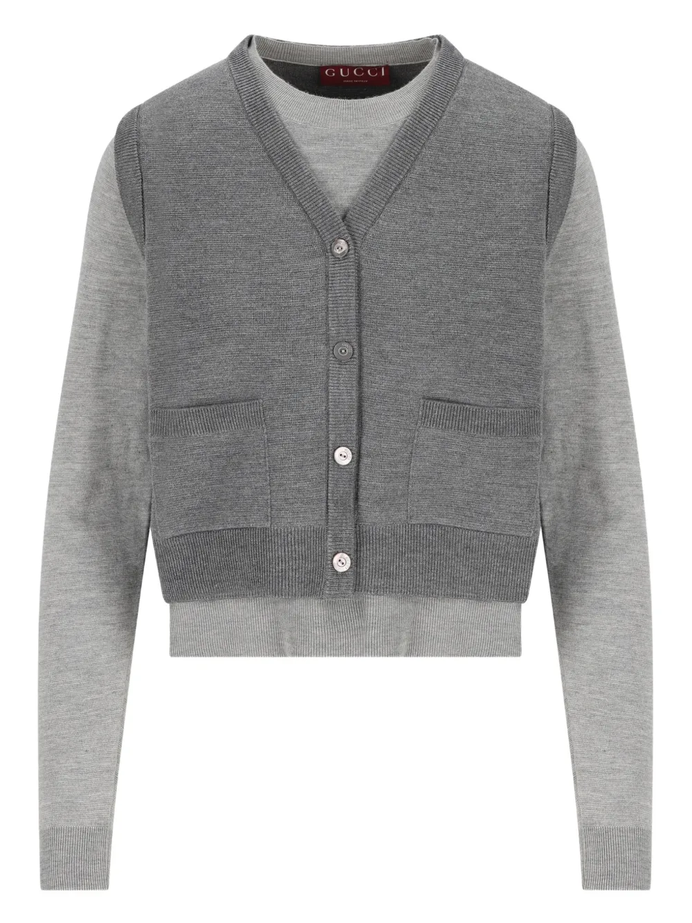 Gucci Waistcoat-effect Cardigan In Gray