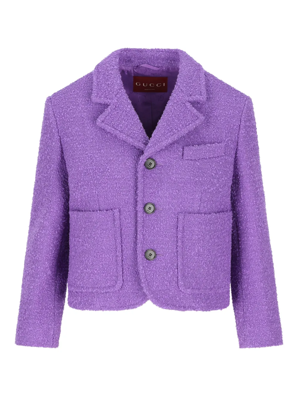 Gucci Bouclé-Jacke mit aufgesetzten Taschen - Violett