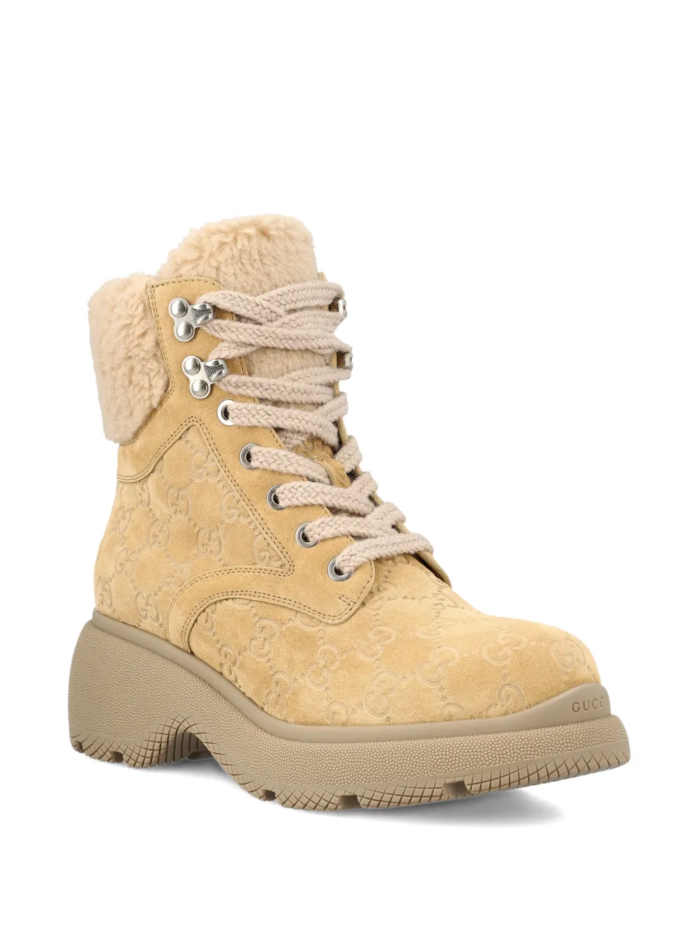 Gucci 35mm lace-up ankle boots Beige