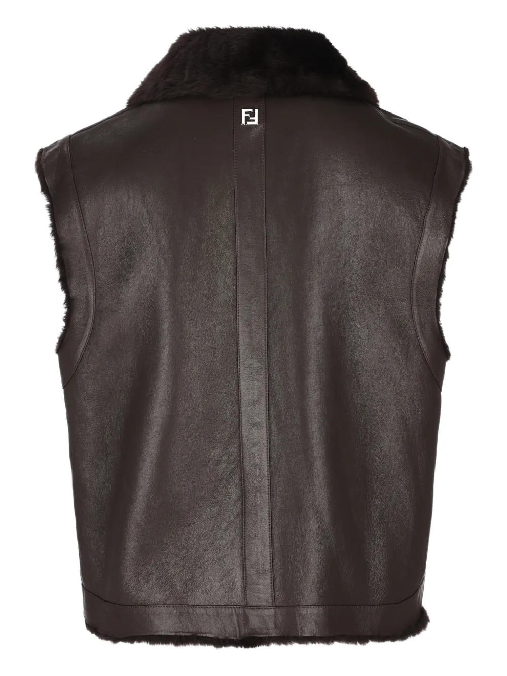 FENDI Lederweste mit Pelzkragen | Westen & Gilets | Image 2