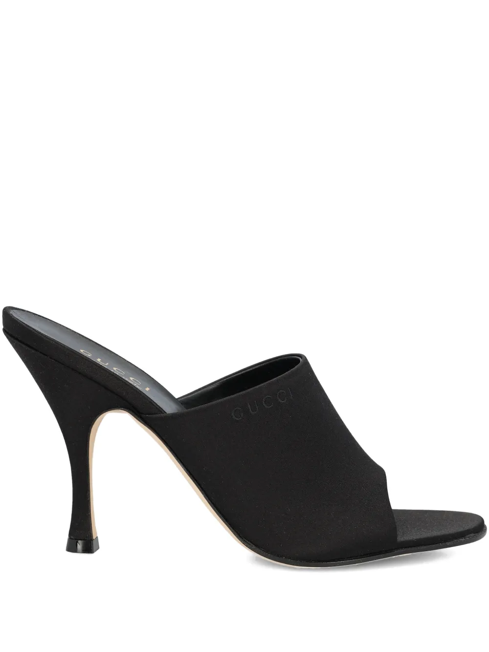 Gucci 95mm Satin Heeled Sandals In Black