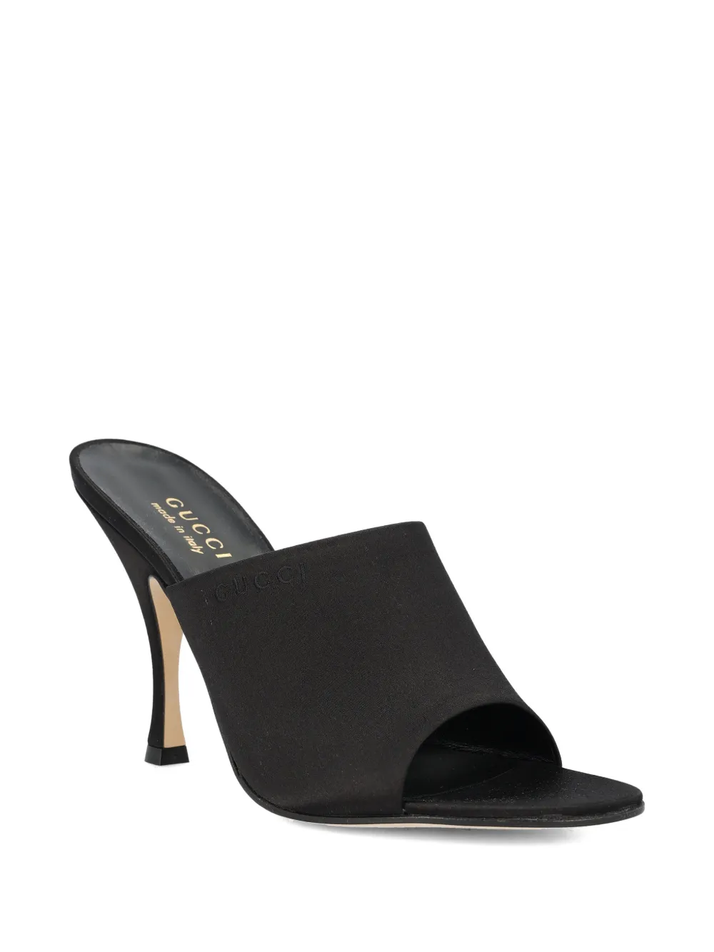 Gucci 95mm Satin Heeled Sandals In Black