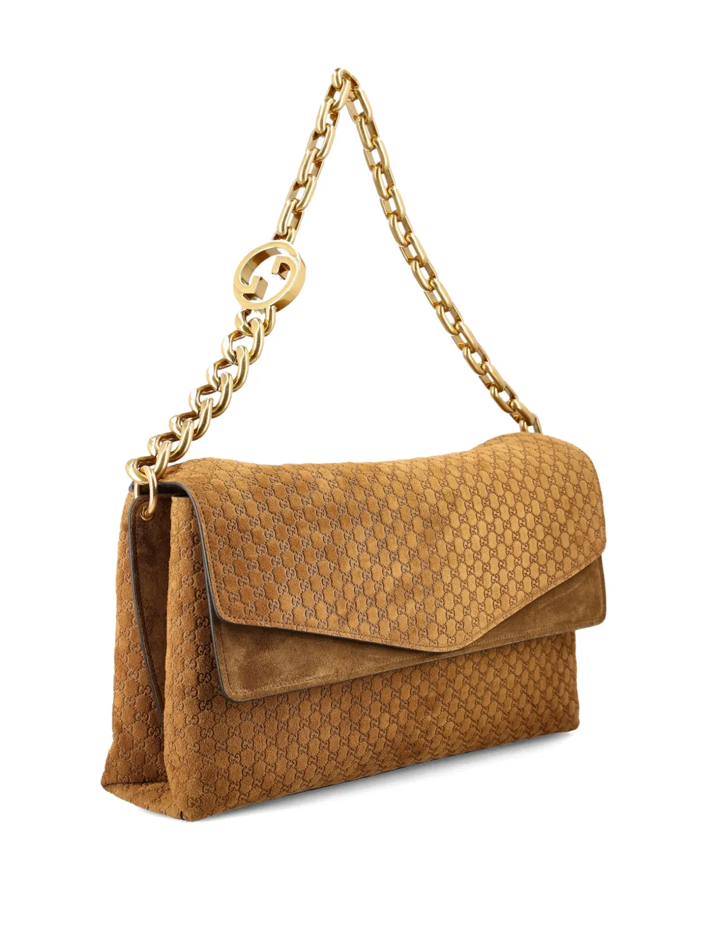 Gucci GG grote schoudertas met kettinghengsel Bruin