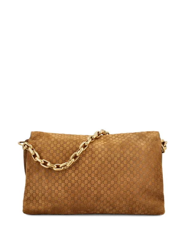 Gucci Large GG Chain Shoulder Bag | Brown | FARFETCH