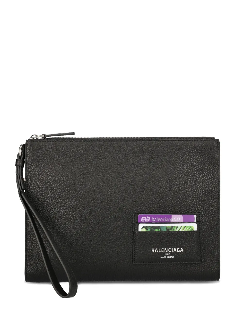 Balenciaga zip wrist-strap leather pouch bag | Black | Image 1