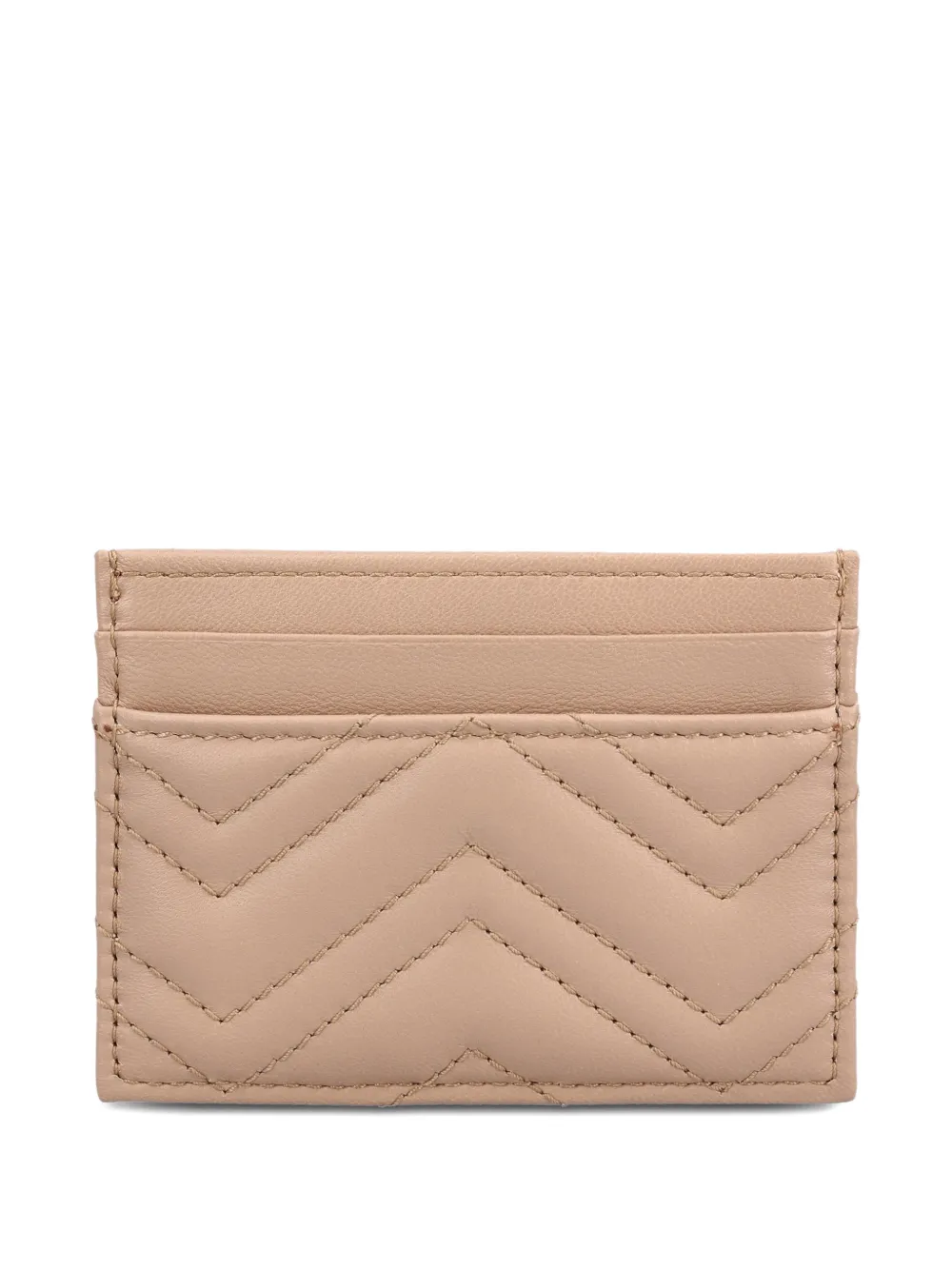Gucci Gg Marmont Chevron Card Holder In Brown