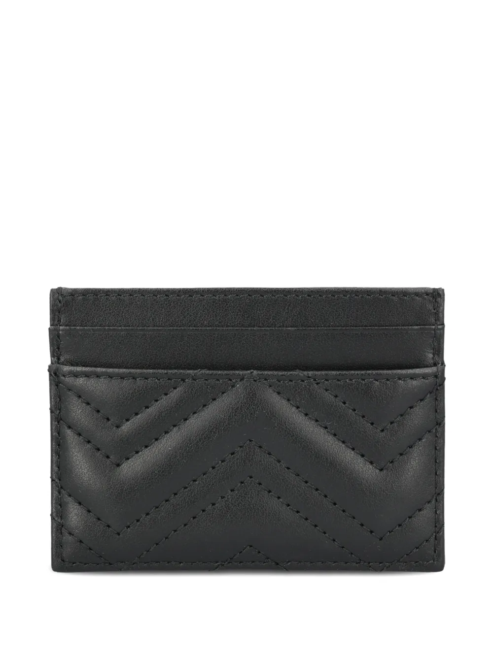 Gucci Gg Marmont Chevron Card Holder In Black