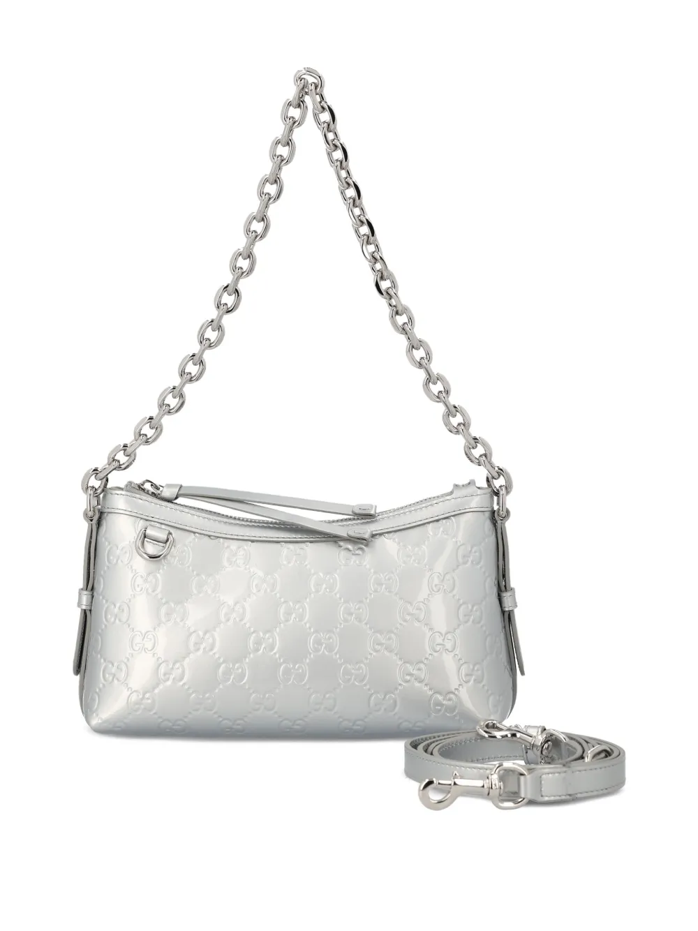 Gucci small GG Emblem embossed shoulder bag - Zilver