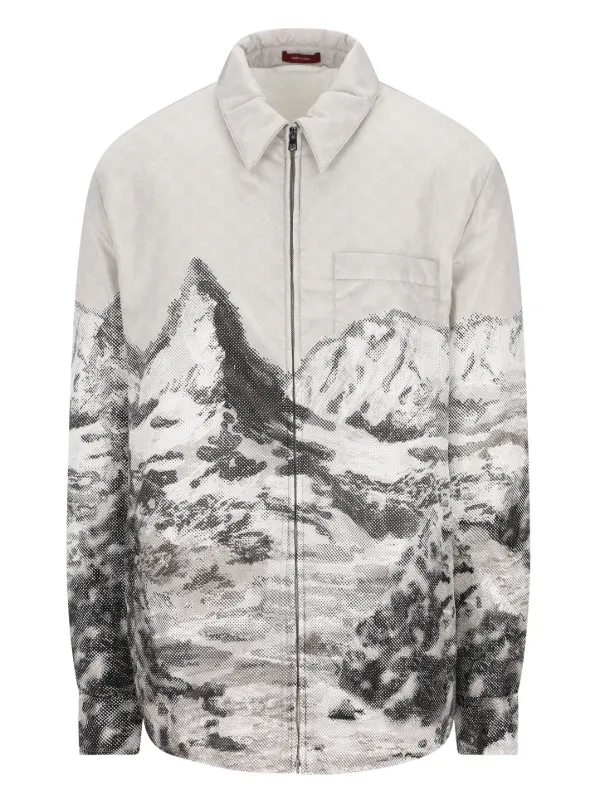 Gucci Mountain-print Zip-up Jacket in White