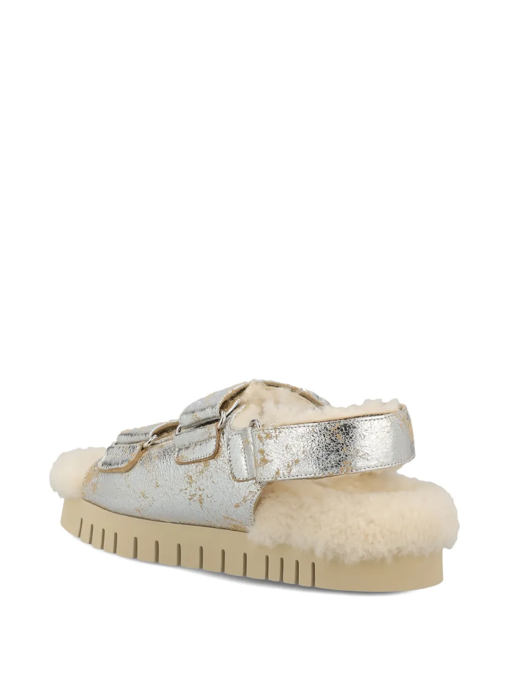 Gucci Metallic sandalen met logo Zilver