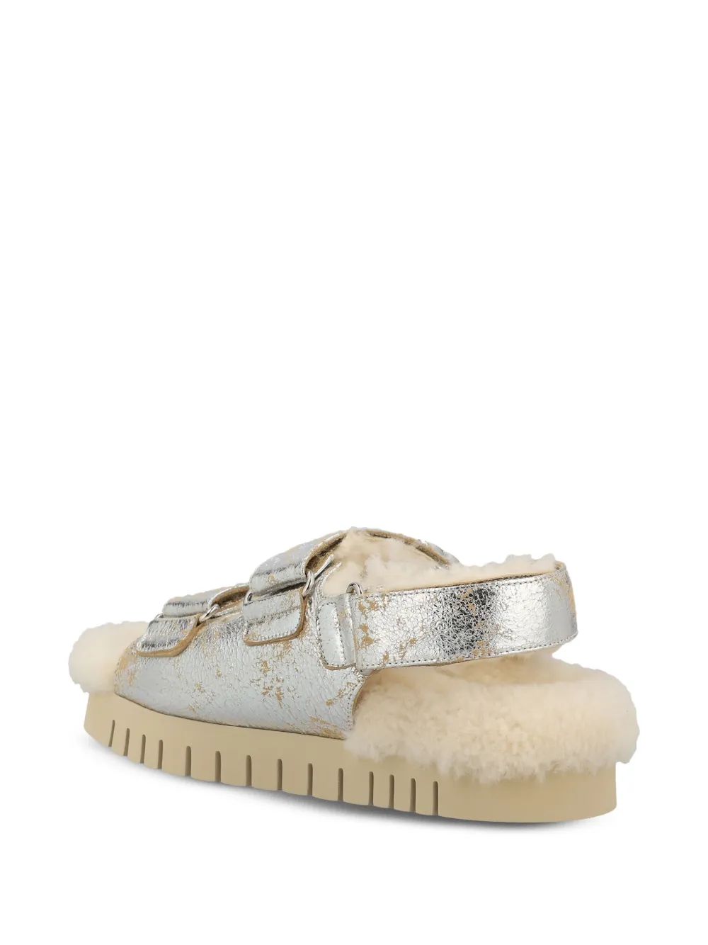 Gucci Metallic sandalen met logo Zilver