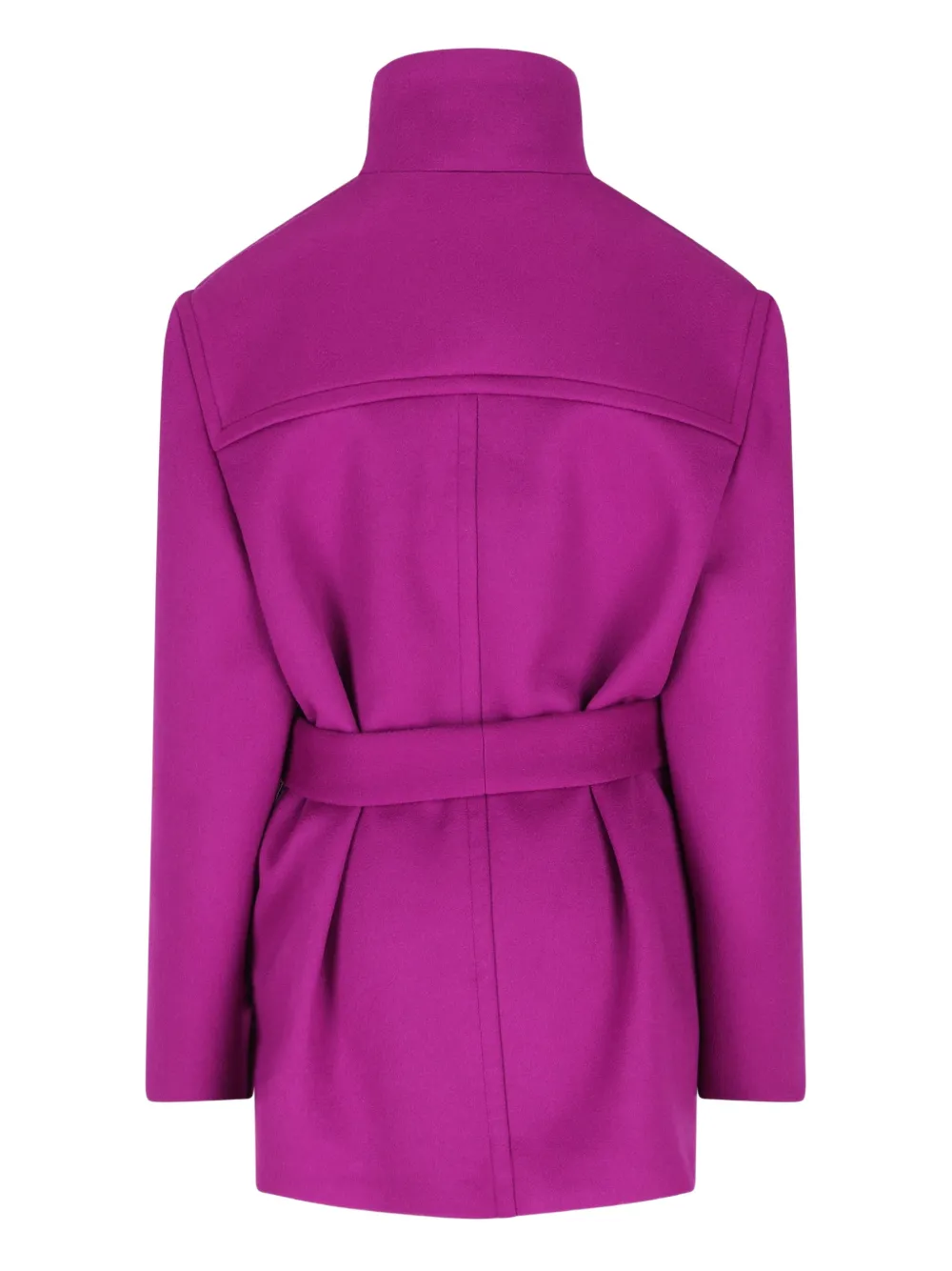 Saint Laurent Wool Belted Coat In Pink