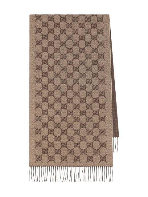 Gucci monogram fringed-trim scarf