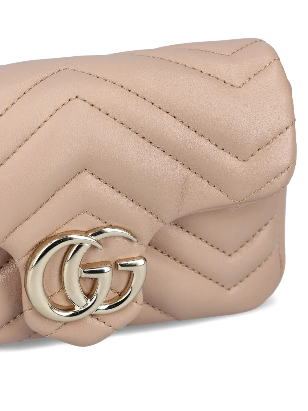 Gucci Kalfsleren schoudertas met chevron-streep en logo Beige