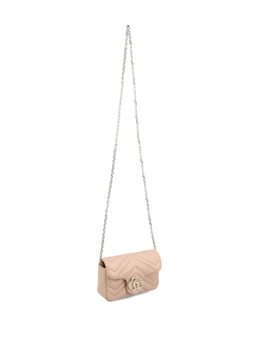 Gucci Kalfsleren schoudertas met chevron-streep en logo Beige