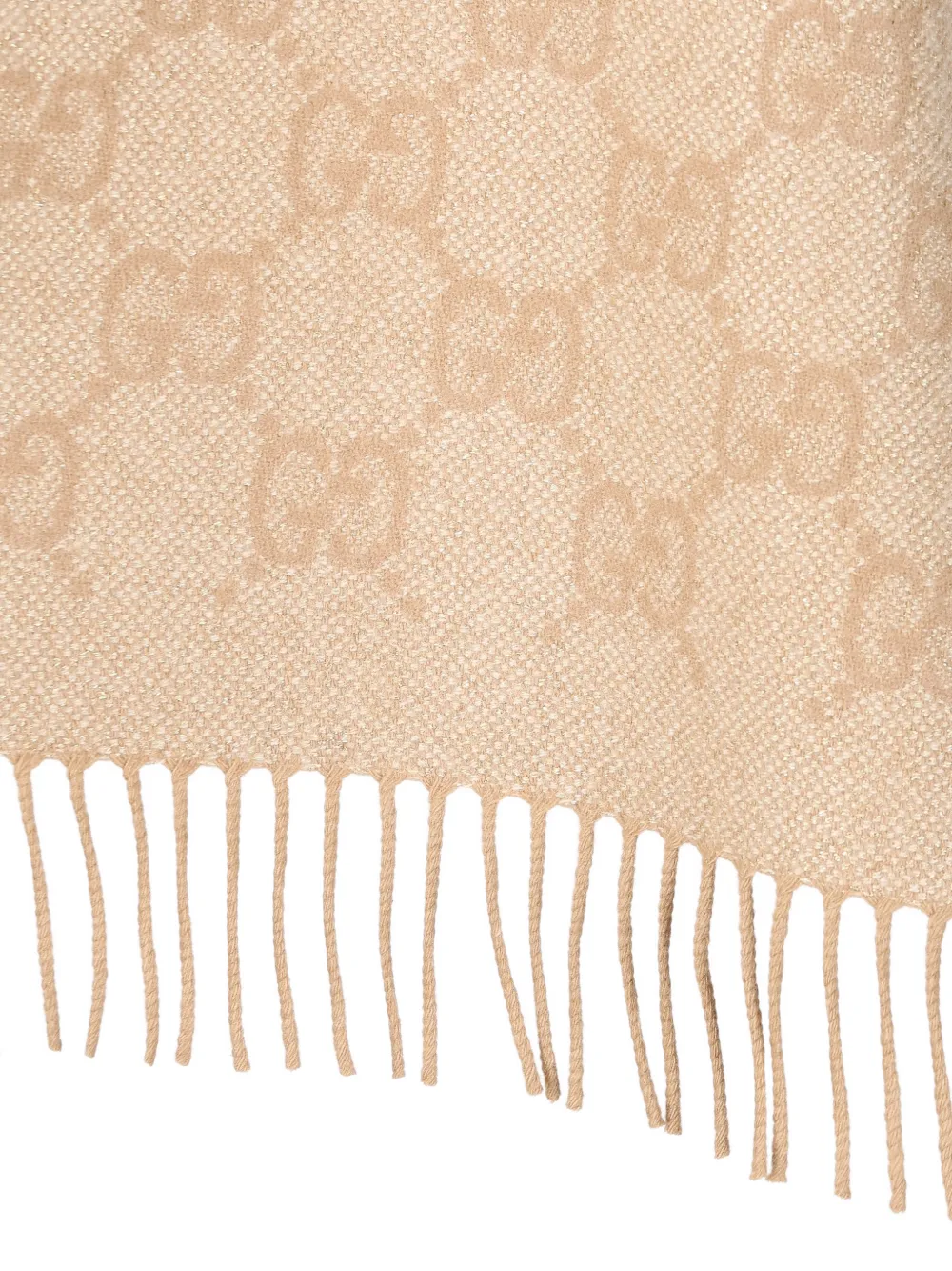 Gucci Gg-patterned Fringed Cape In Neutral