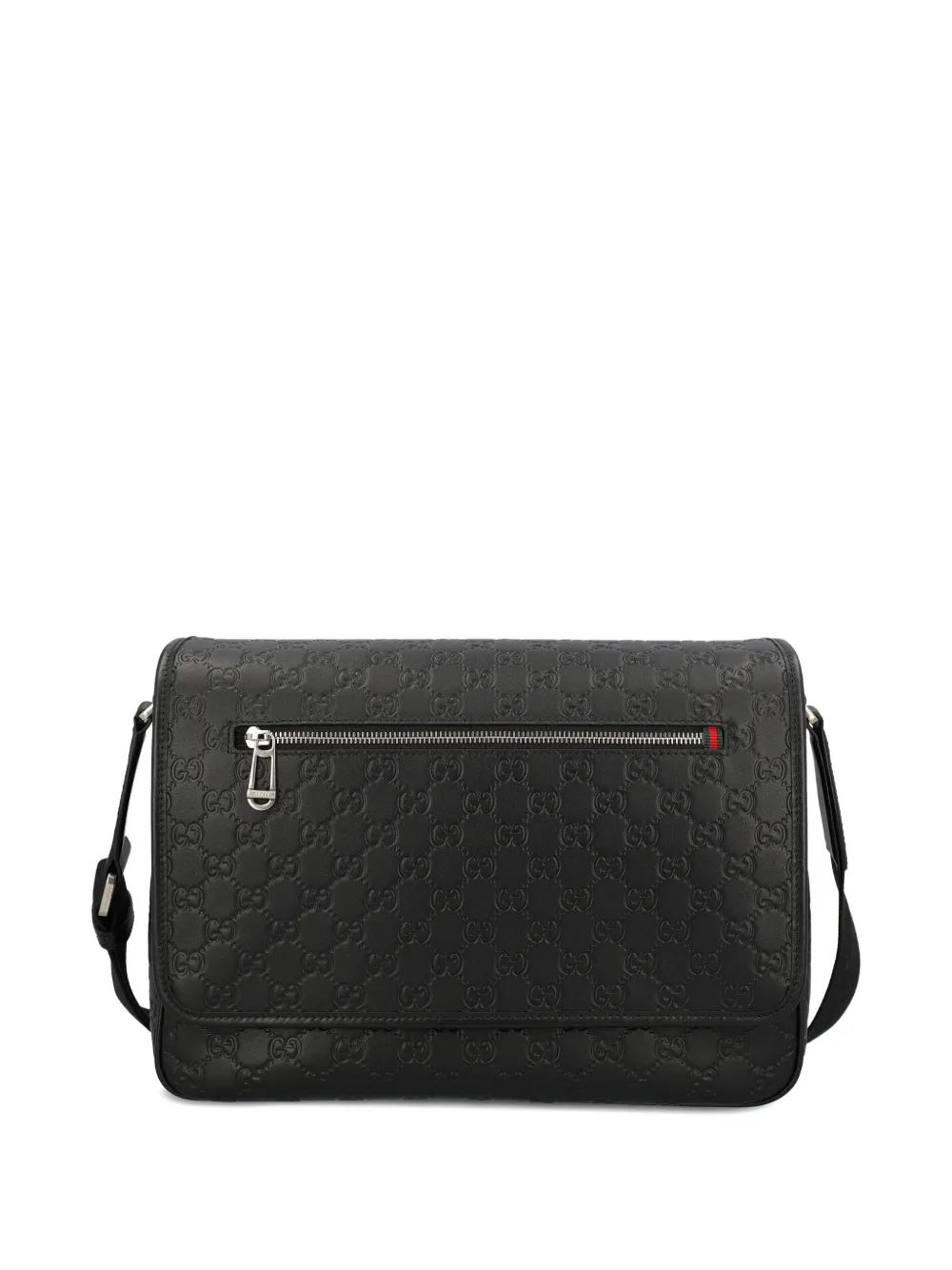 Gucci medium GG Emblem embossed messenger bag - Zwart