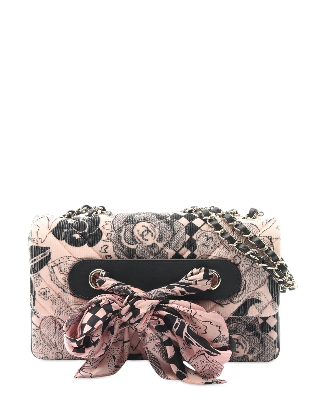 Pre-owned Chanel 2018-2019 Camellia Scarf Ribbon Shoulder Bag In Pink