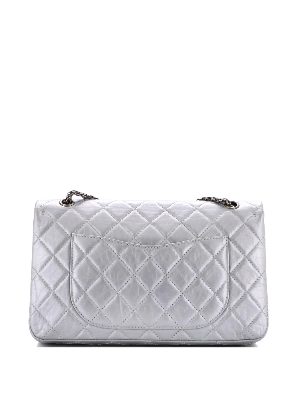 Pre-owned Chanel Reissue 2.55 Flap Bag Quilted Aged Calfskin 227 Shoulder Bag In Silver