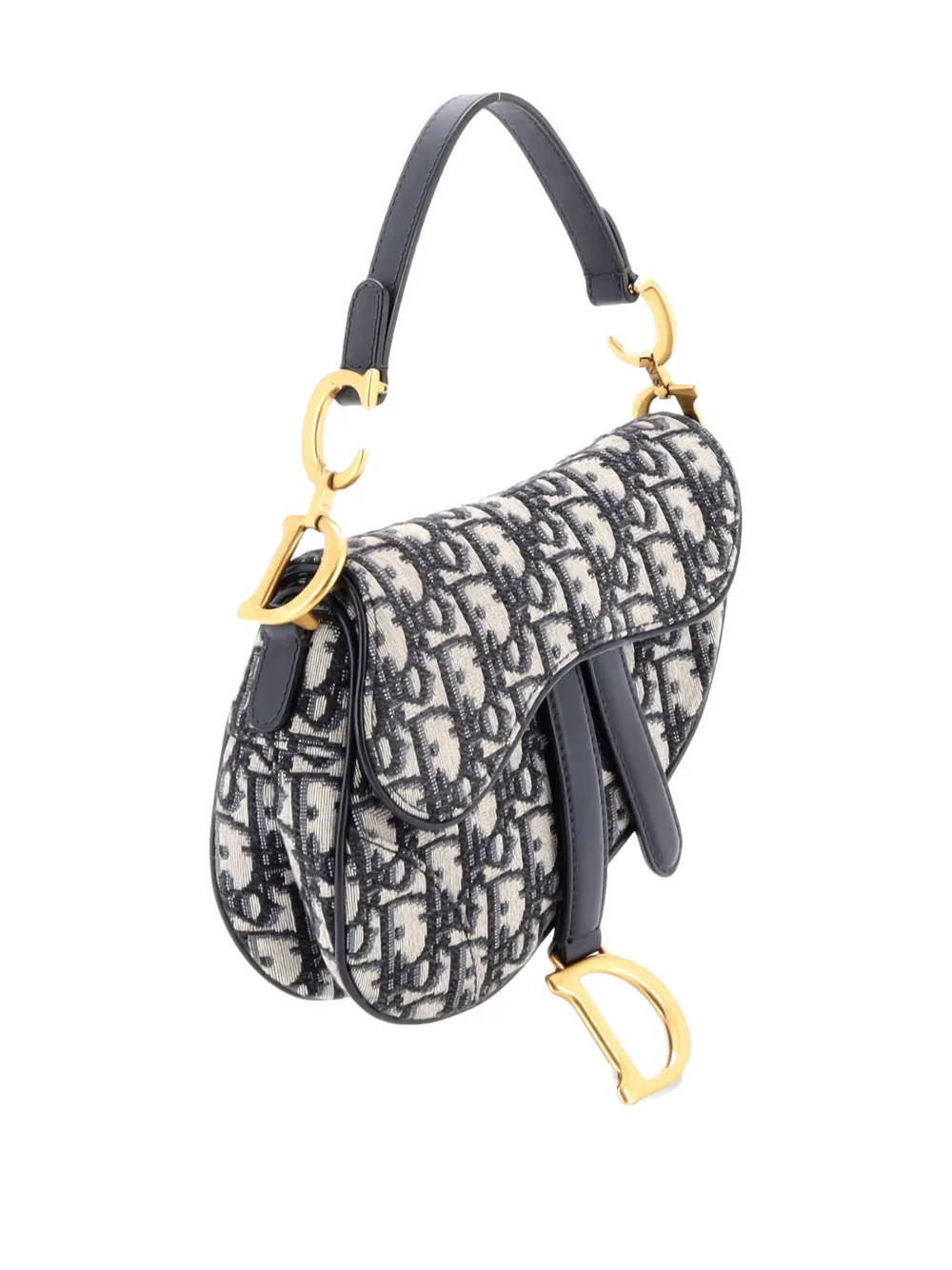 Pre-owned Dior Saddle Handbag Oblique Canvas Mini Shoulder Bag In Blue