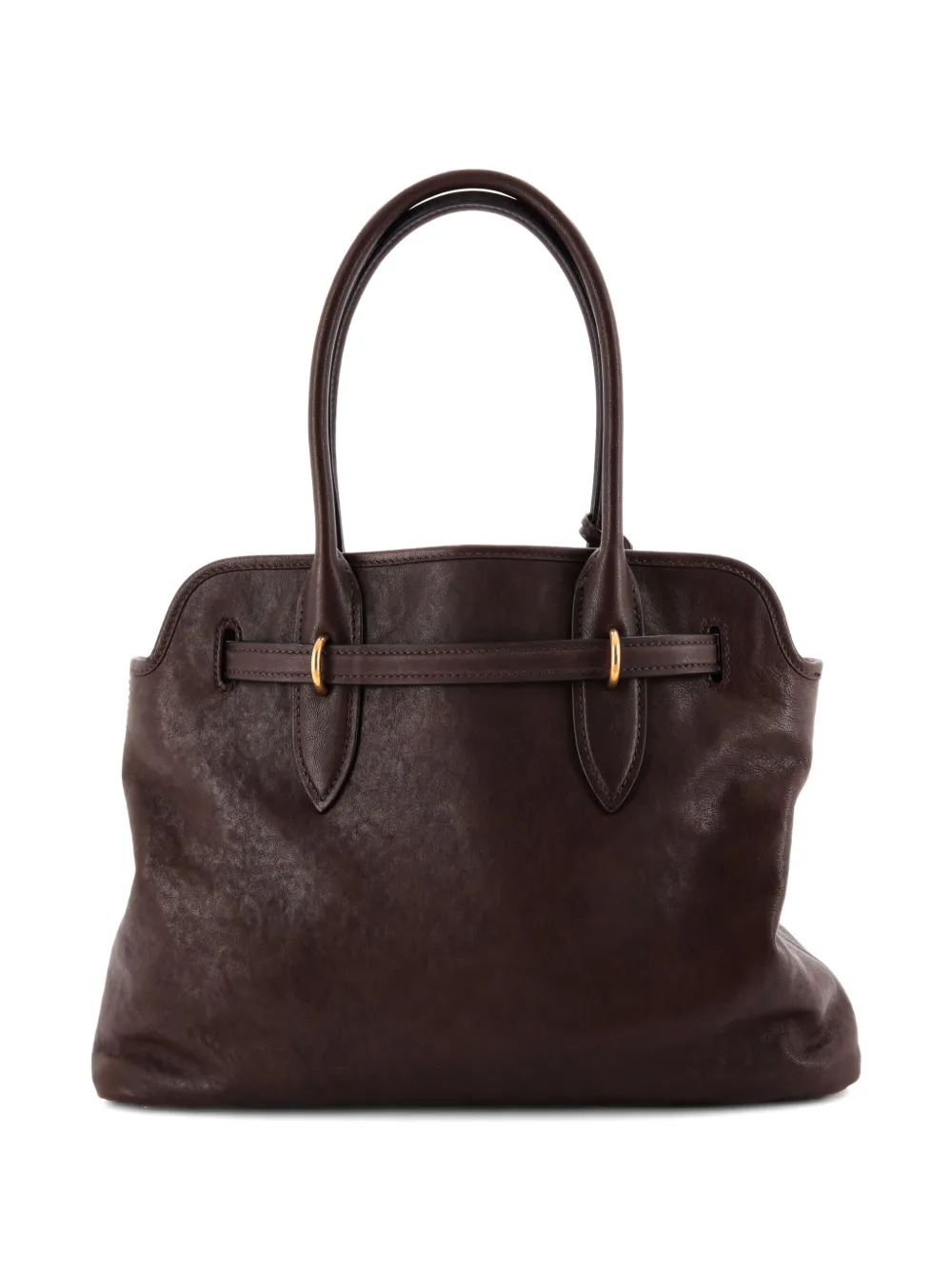 Pre-owned Miu Miu Aventure Leather Tote Bag In Brown