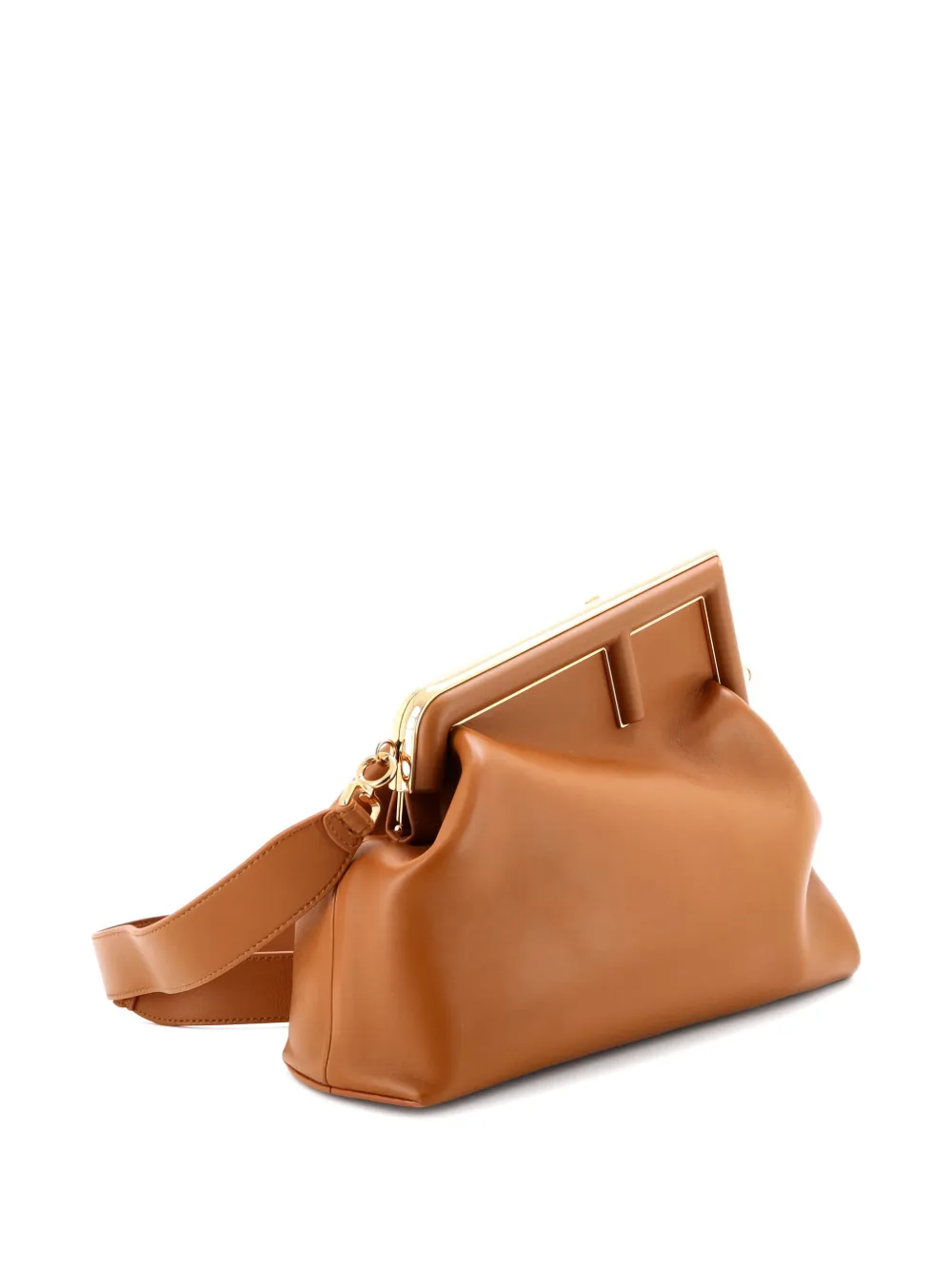 Pre-owned Fendi First Bag Leather Medium Clutch Bag In Brown