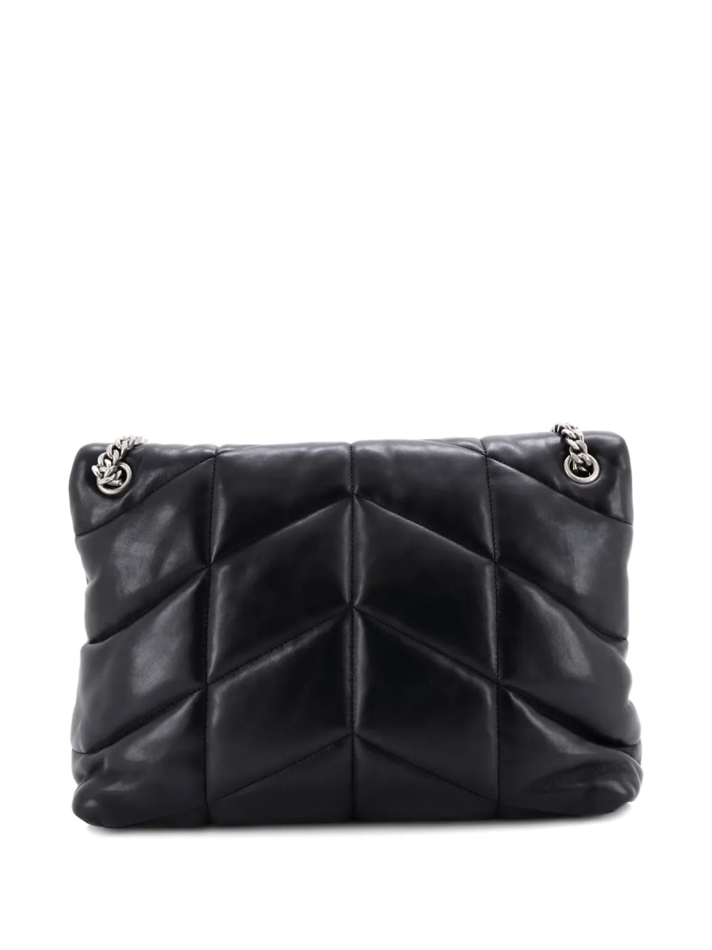 Pre-owned Saint Laurent Loulou Puffer Quilted Leather Medium Shoulder Bag In Black
