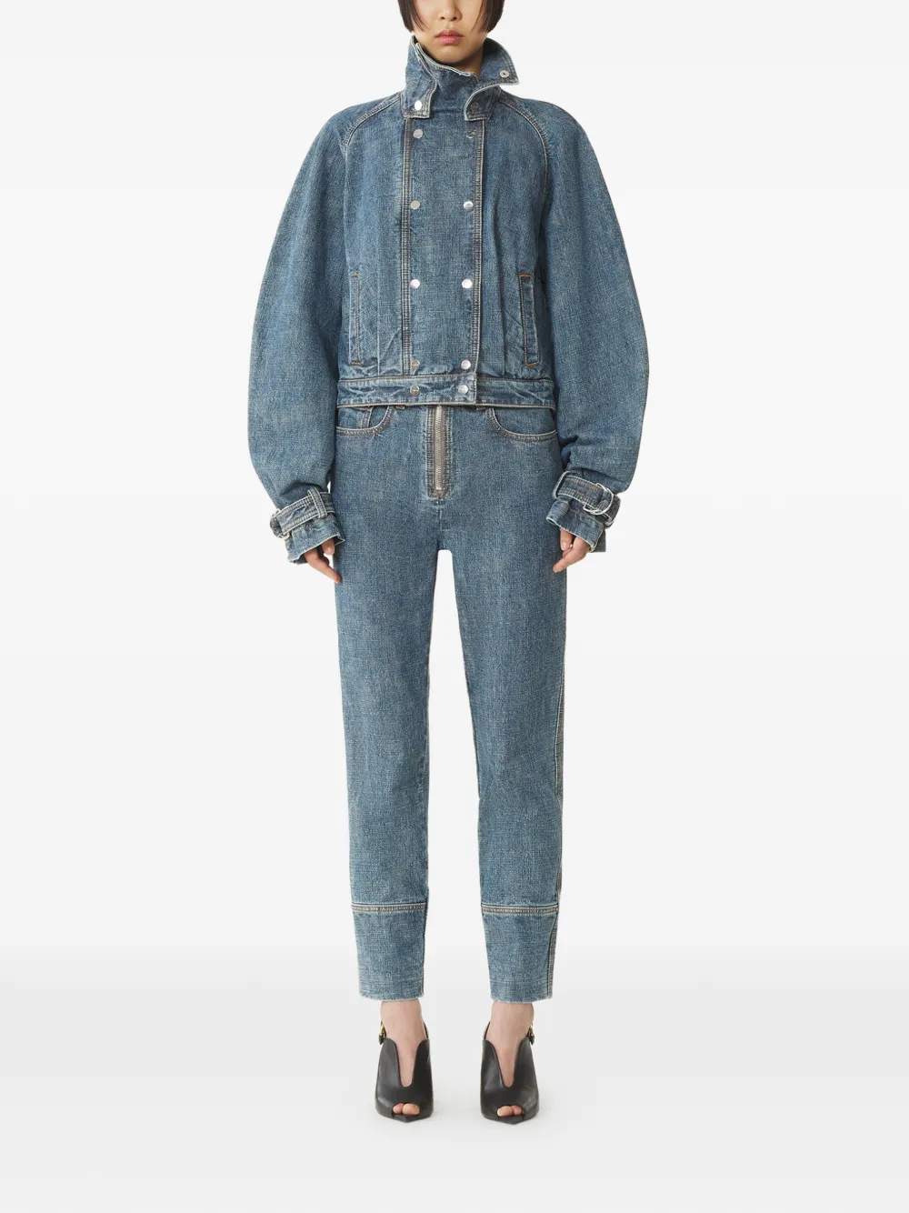  Lanvin Buttoned Funnel-neck Jacket - Blue 