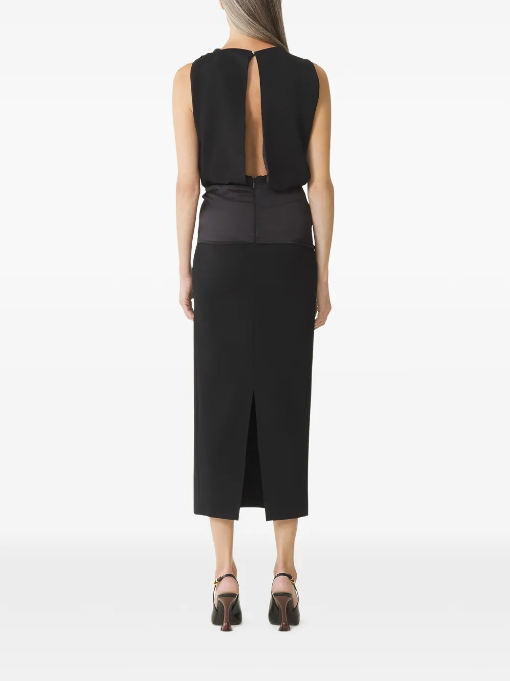 Lanvin Midi-jurk met open rug Zwart
