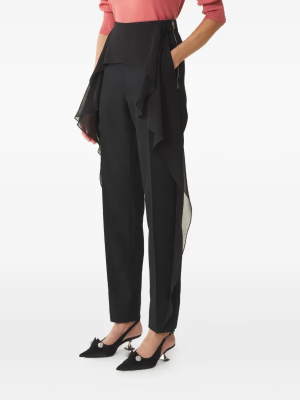 Lanvin Frilled Wool Trousers in Black