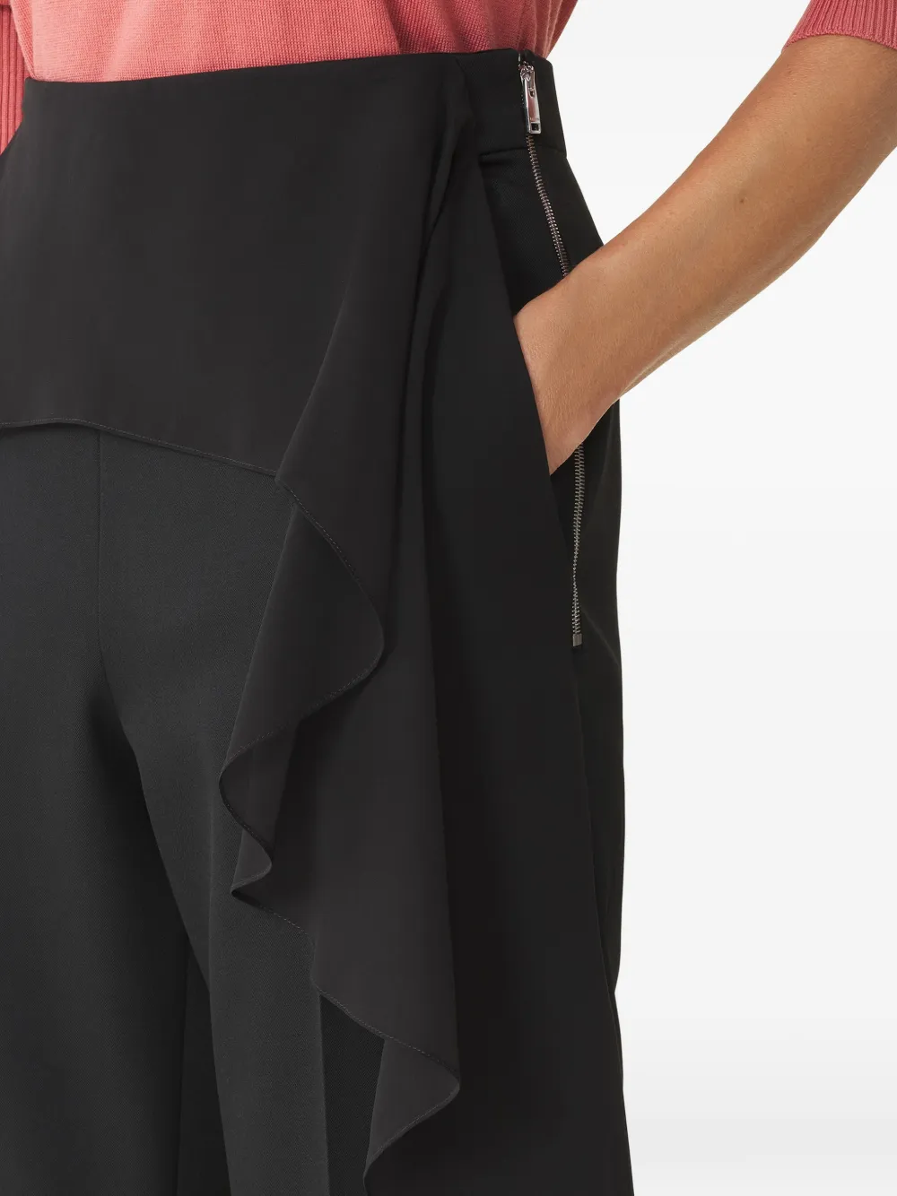 Lanvin Broek met ruches en rits aan de zijkant Zwart