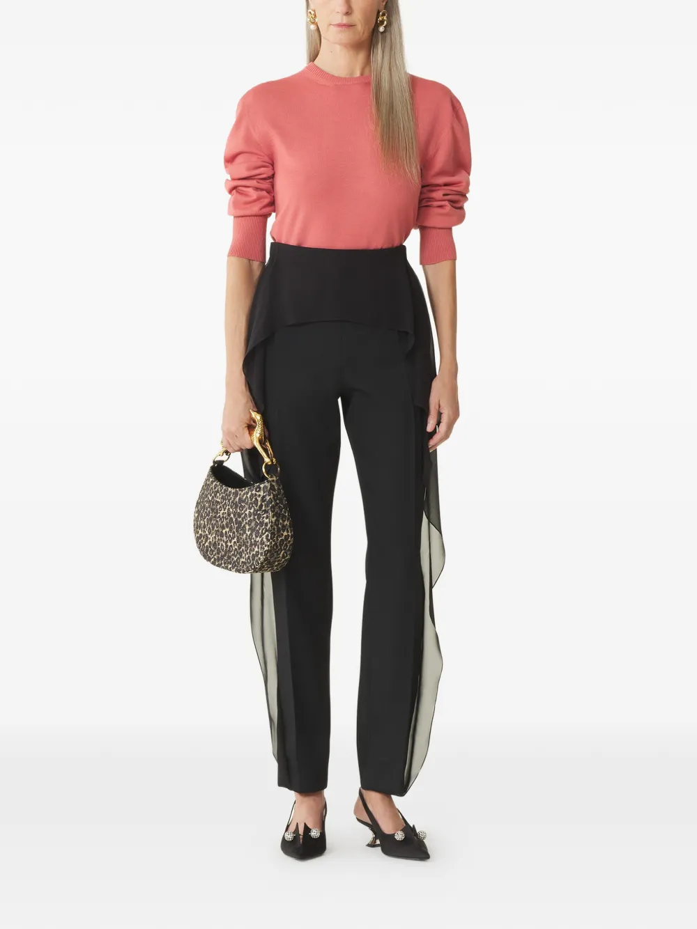  Lanvin Ruffle-detail Side-zip Trousers - Black 
