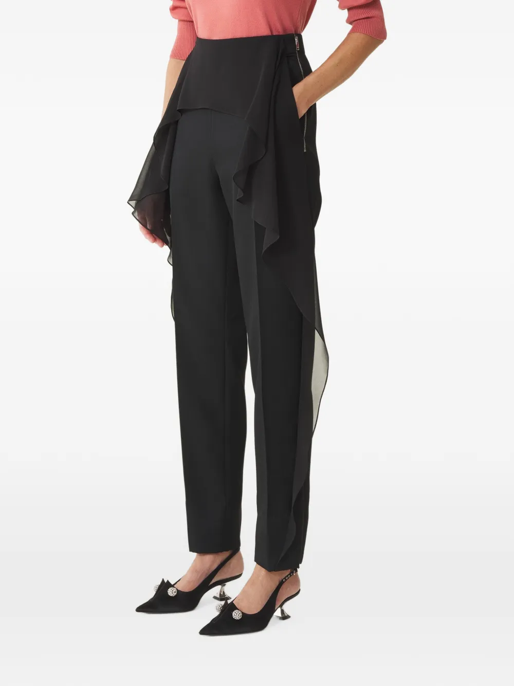 Lanvin Broek met ruches en rits aan de zijkant Zwart