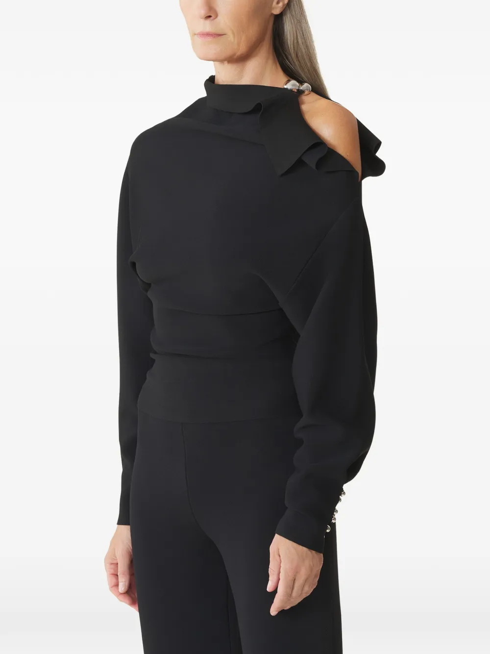  Lanvin Drape-detail Button Blouse - Black 