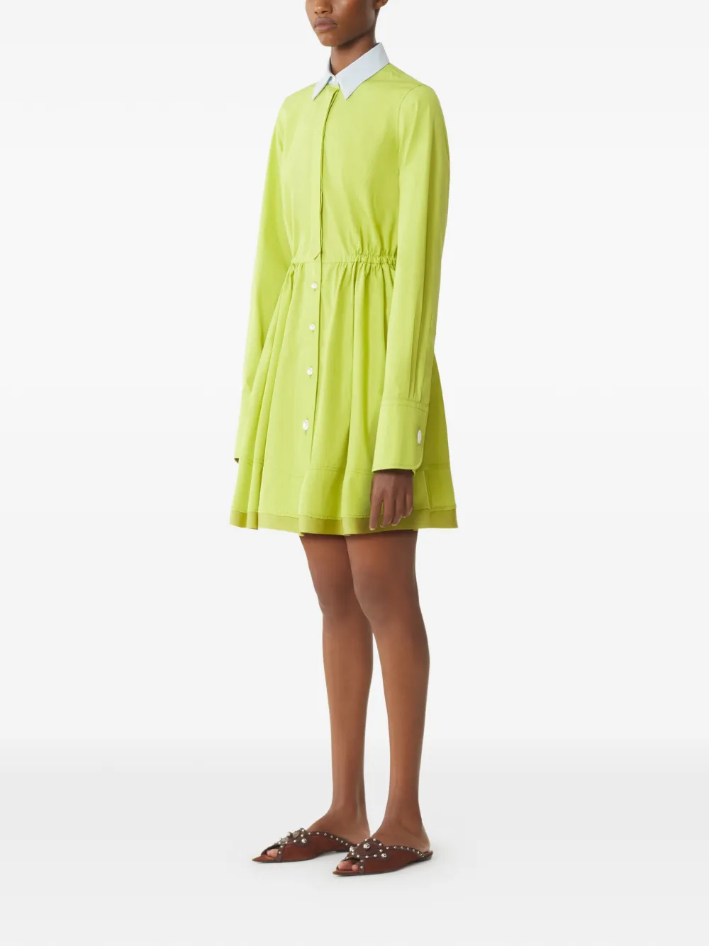 Lanvin Collared Buttoned Mini Dress - Green 