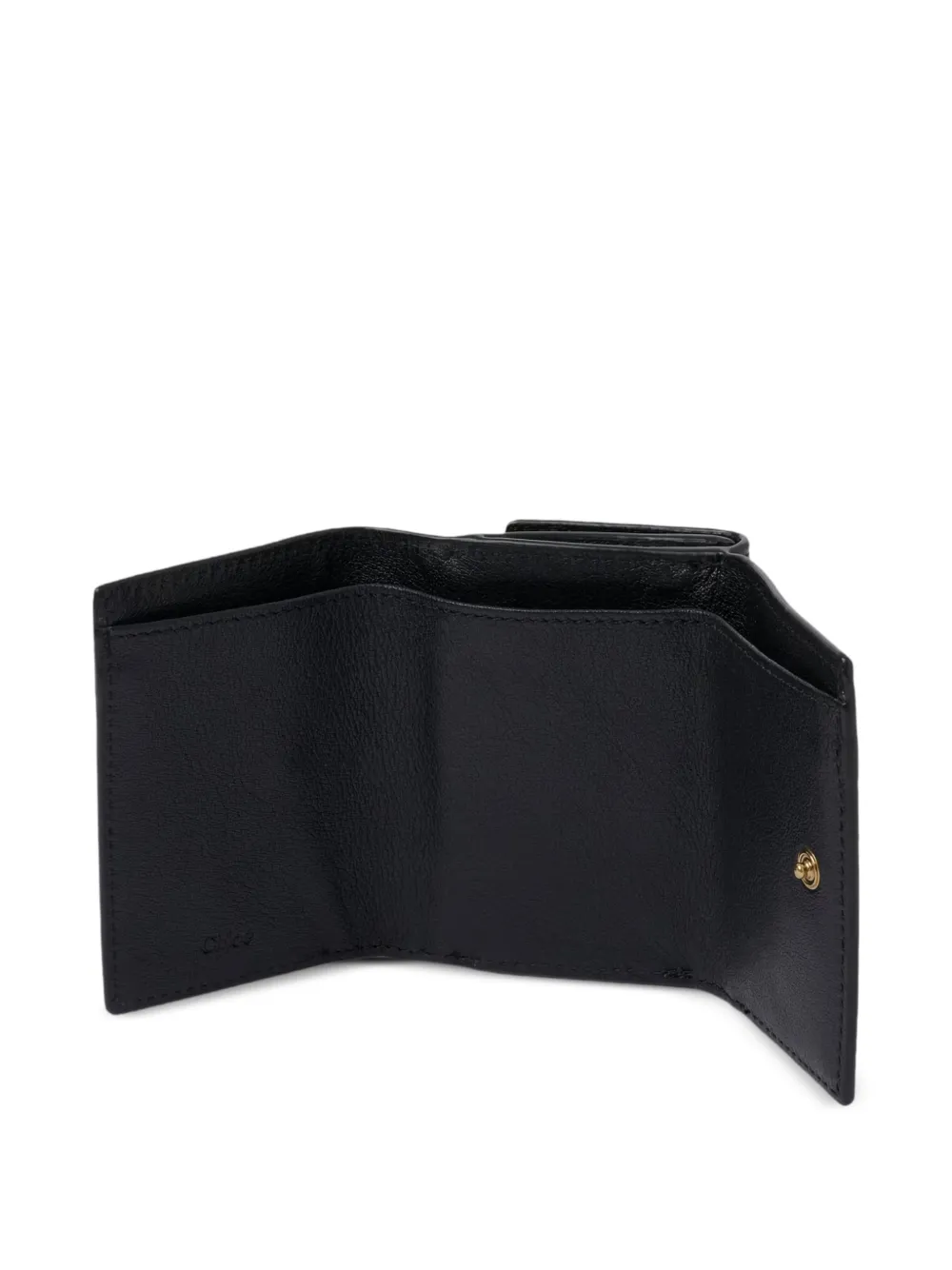  Chloé Mini Paddington Tri-fold Studded Lock Wallet - Black 
