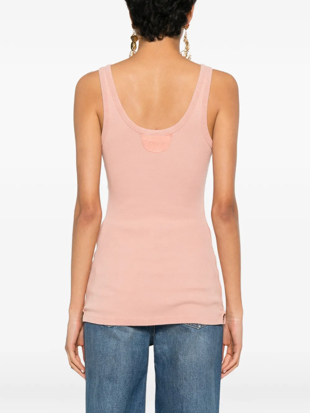 Chloé Ribgebreide henley tanktop Roze