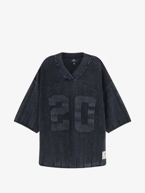 Represent ribbed V-neck oversized T-shirt