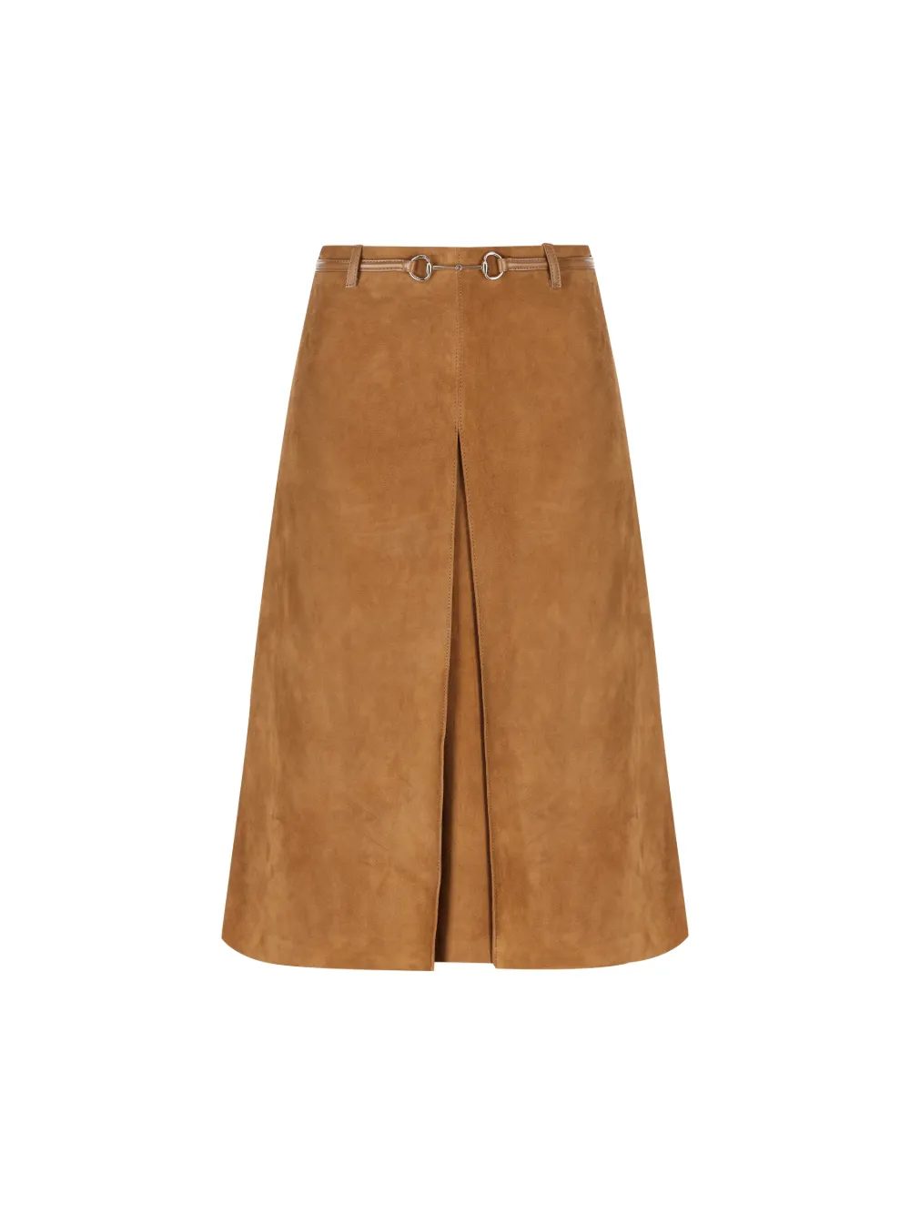 Gucci Suede Belt Midi Skirt In Brown