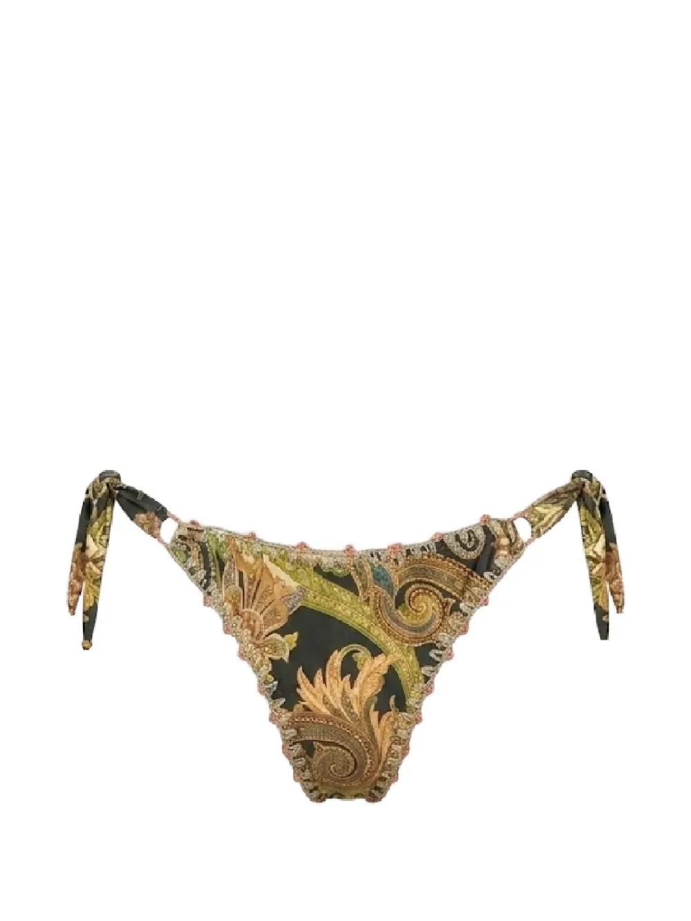 Del Maar Akal paisley-print crochet-trim bikini bottoms - Verde