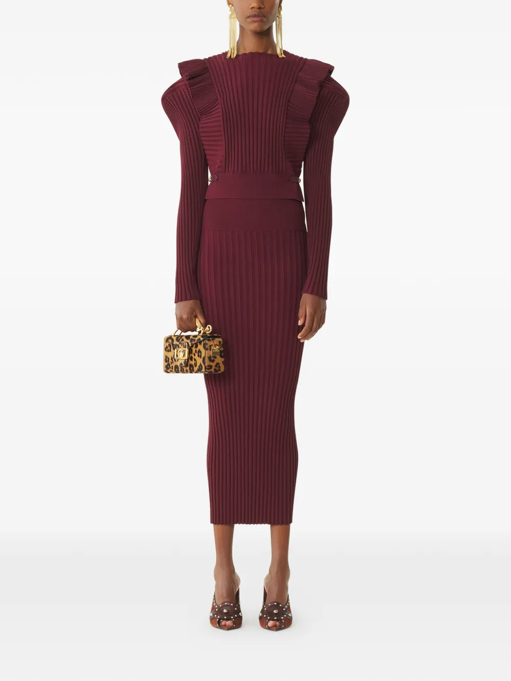  Lanvin Ruffled-detail Long-sleeve Sweater - Red 