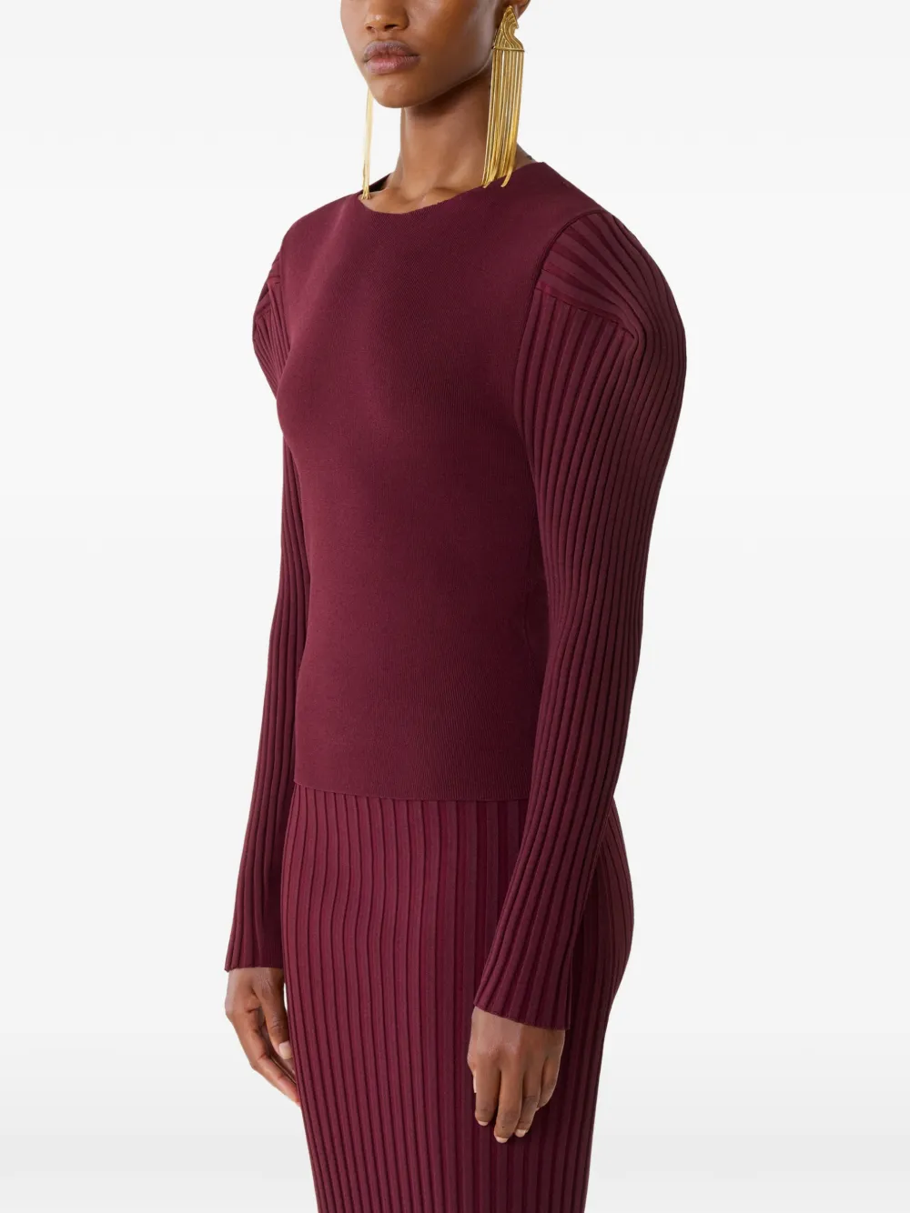  Lanvin Ruffled-detail Long-sleeve Sweater - Red 