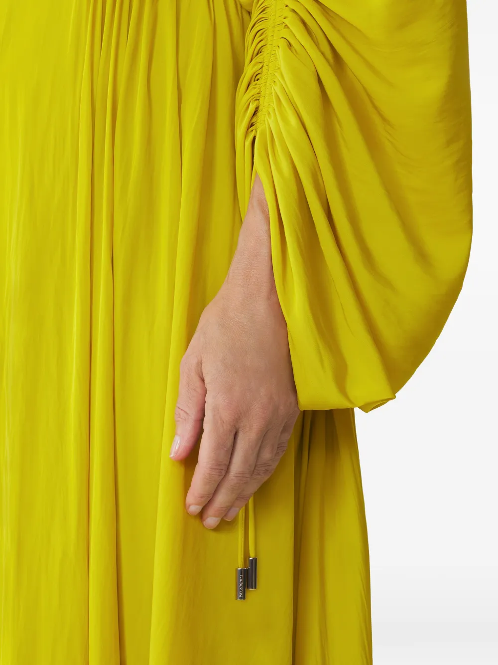 Lanvin Midi-jurk met gesmockt detail en ronde hals Geel