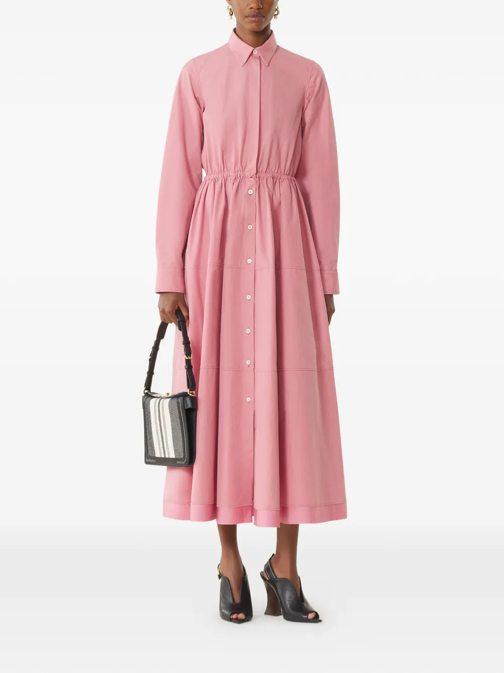  Lanvin Long-sleeve Button Midi Dress - Pink 