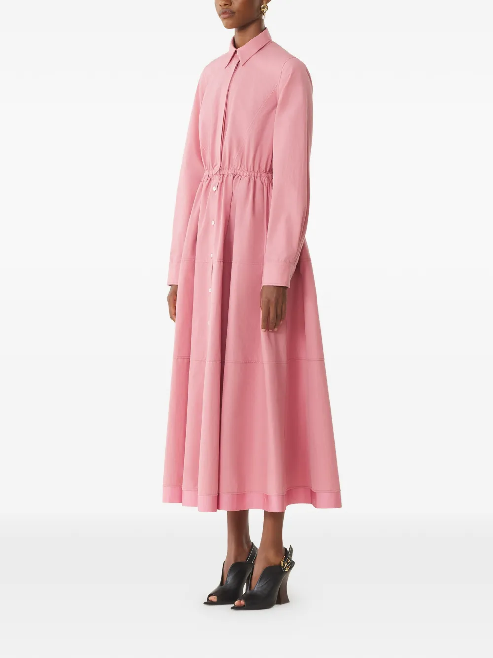  Lanvin Long-sleeve Button Midi Dress - Pink 