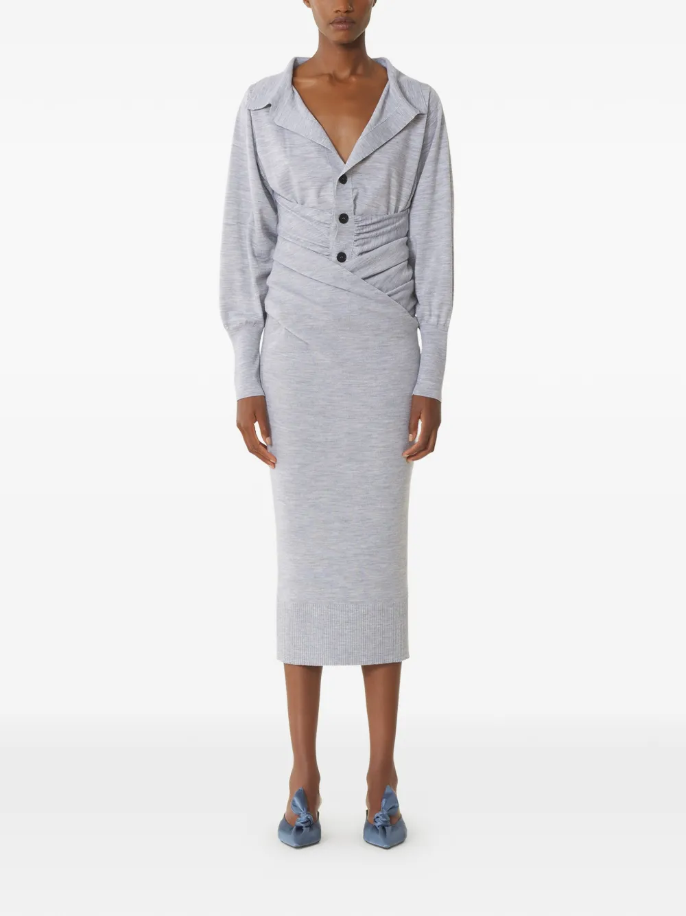  Lanvin Draped Wrap-effect Midi Skirt - Grey 