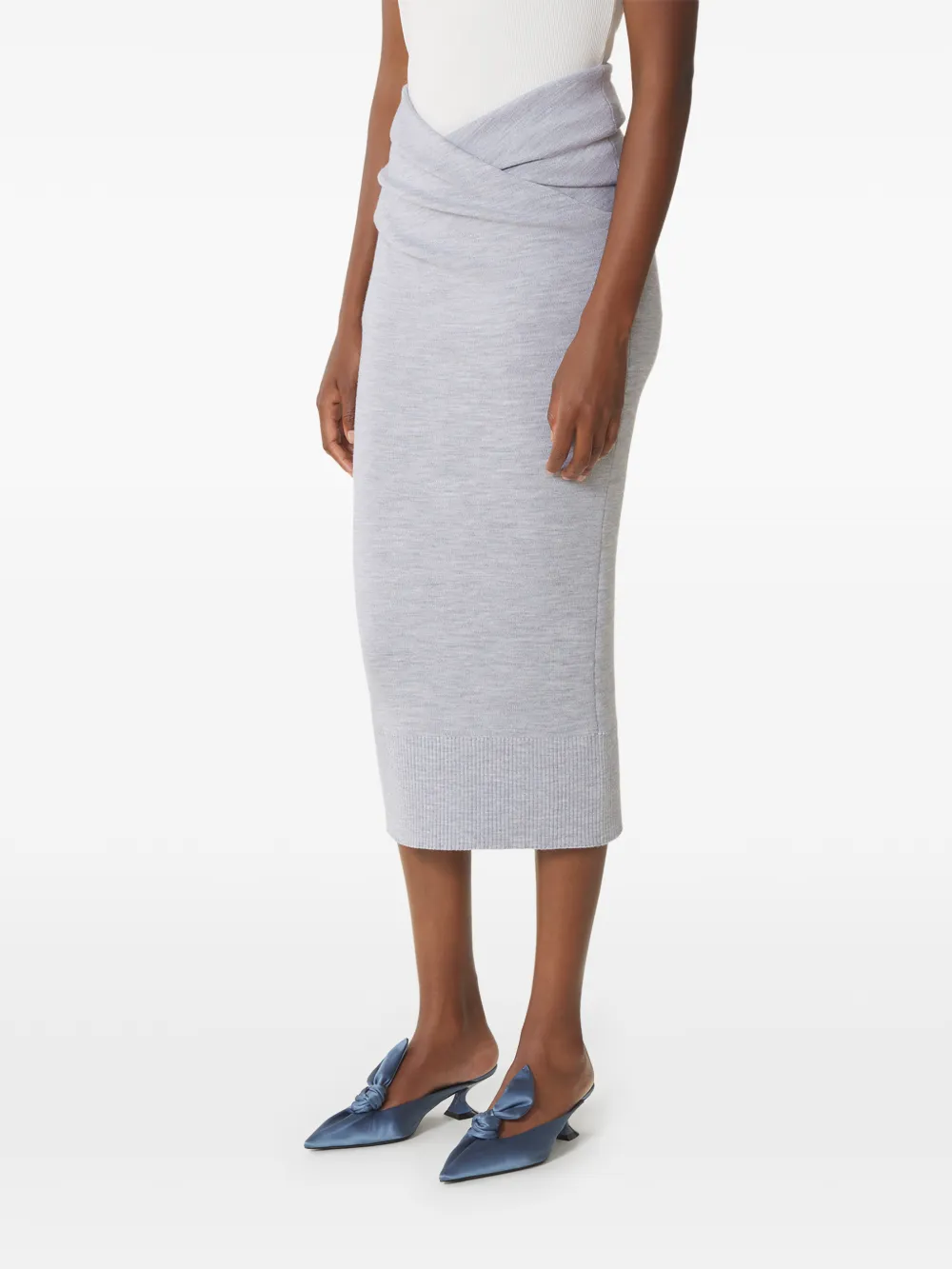  Lanvin Draped Wrap-effect Midi Skirt - Grey 